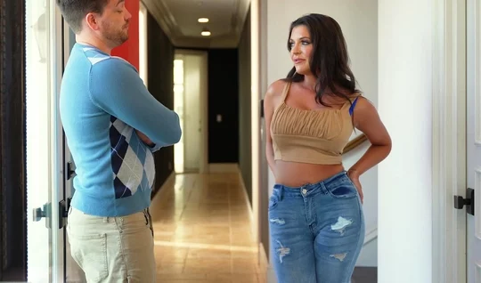 A milf with big milkings actively fucks her young lover