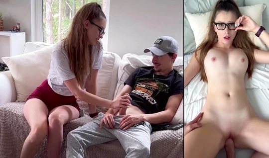 In home porn, a modest girl with glasses decided on sex