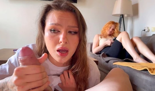 Russian chick does not hesitate to give blowjob to someone elses guy