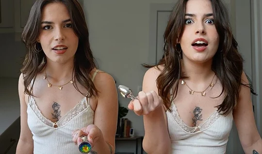 The girl is pleasantly shocked by a big dick in her anal hole