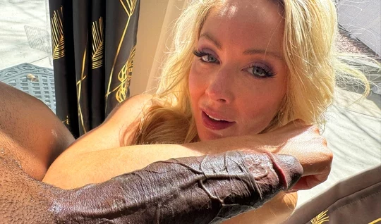 The black mans huge dick barely fits in the blondes mouth