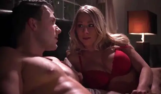 Mom in gorgeous red lingerie fucks with business guy premium